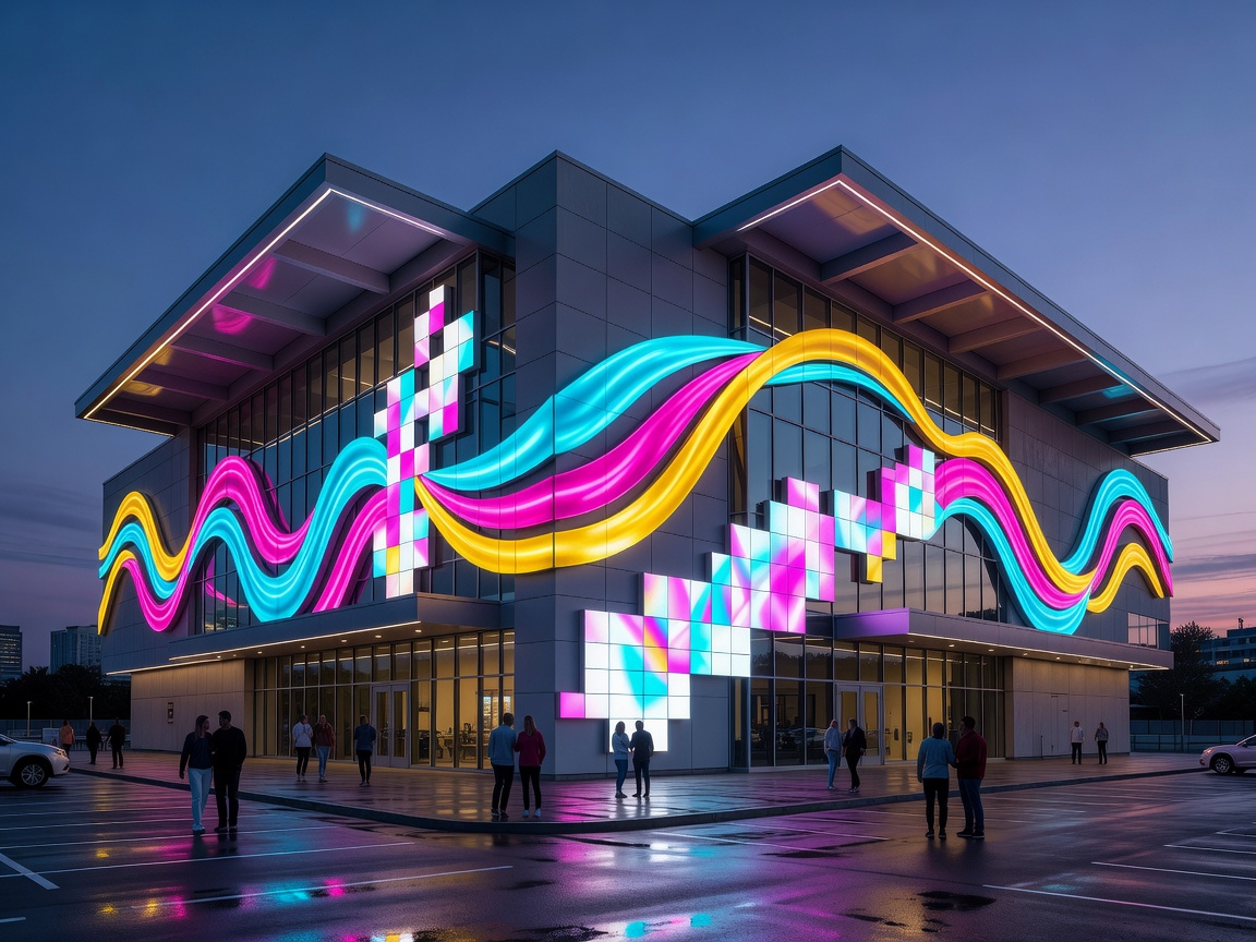 Vibrant bright signage of the modern entertainment complex in Moncton NB